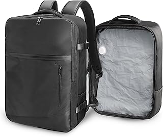 SUOCO Travel Backpack with Vacuum Bag, 60L Seal Compression Air Vac Back Pack with Travel Pump, Carry On Suitcase Luggage Flight Approved for Men Women Personal Item, Black