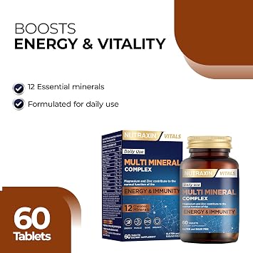 Nutraxin Multi Mineral Complex - 60 Tablets, 2 Month Supply | Multi Mineral Complex, 12 Essential Minerals, For Energy, Muscle Function & Bone Health