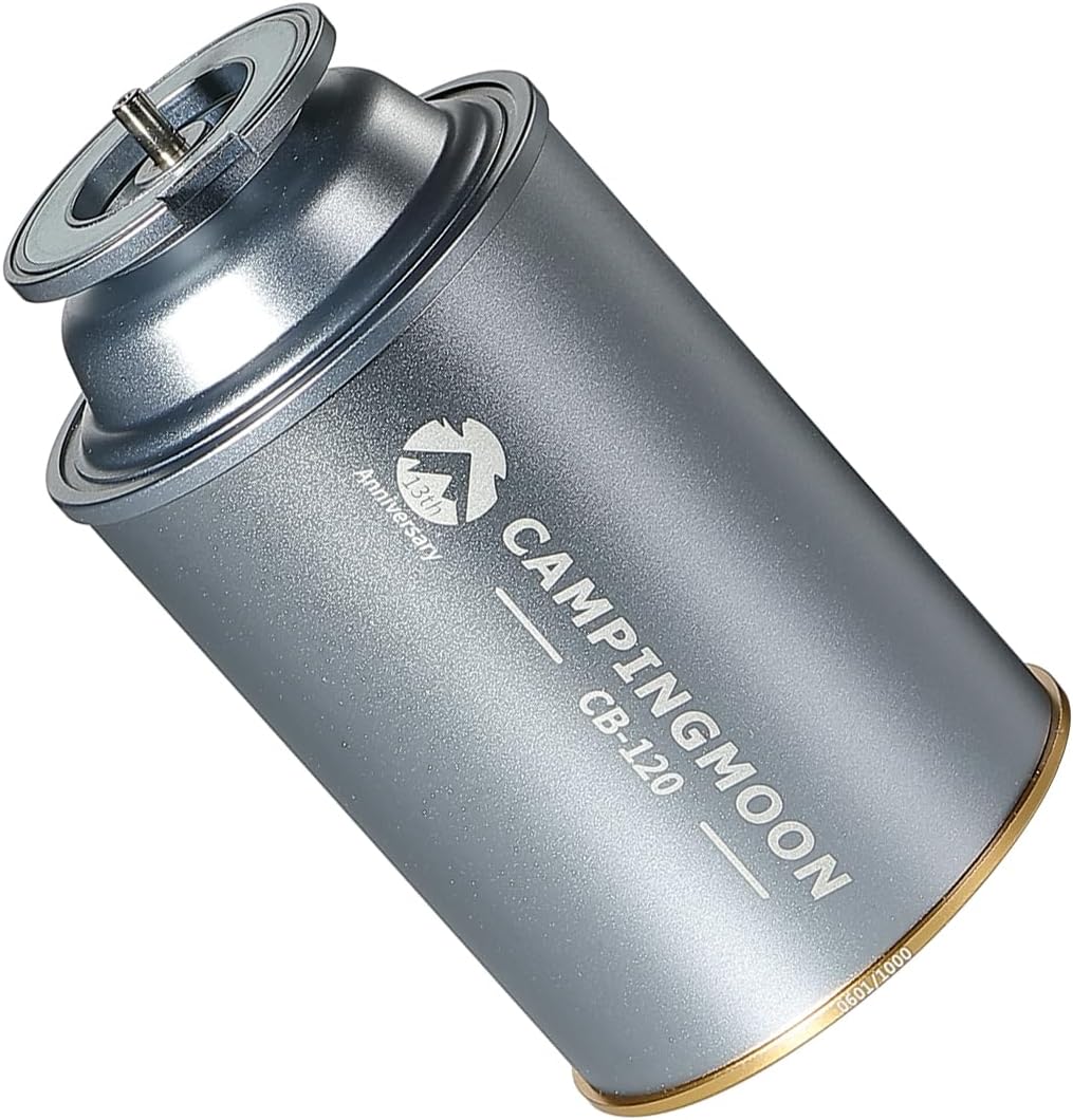 CAMPINGMOON Butane Stove Adapter w Cassette Gas Can Shape for Standard Camping Canister with EN417 Lindal Valve Small Propane Tank Short Type CB-120 Gas not included