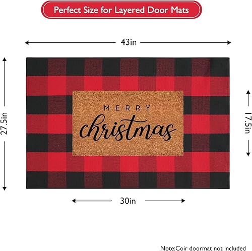 Vista 168 de Tapete Kimode de algodón, a cuadros, color negro y blanco, lavable, para porche, entrada, cocina