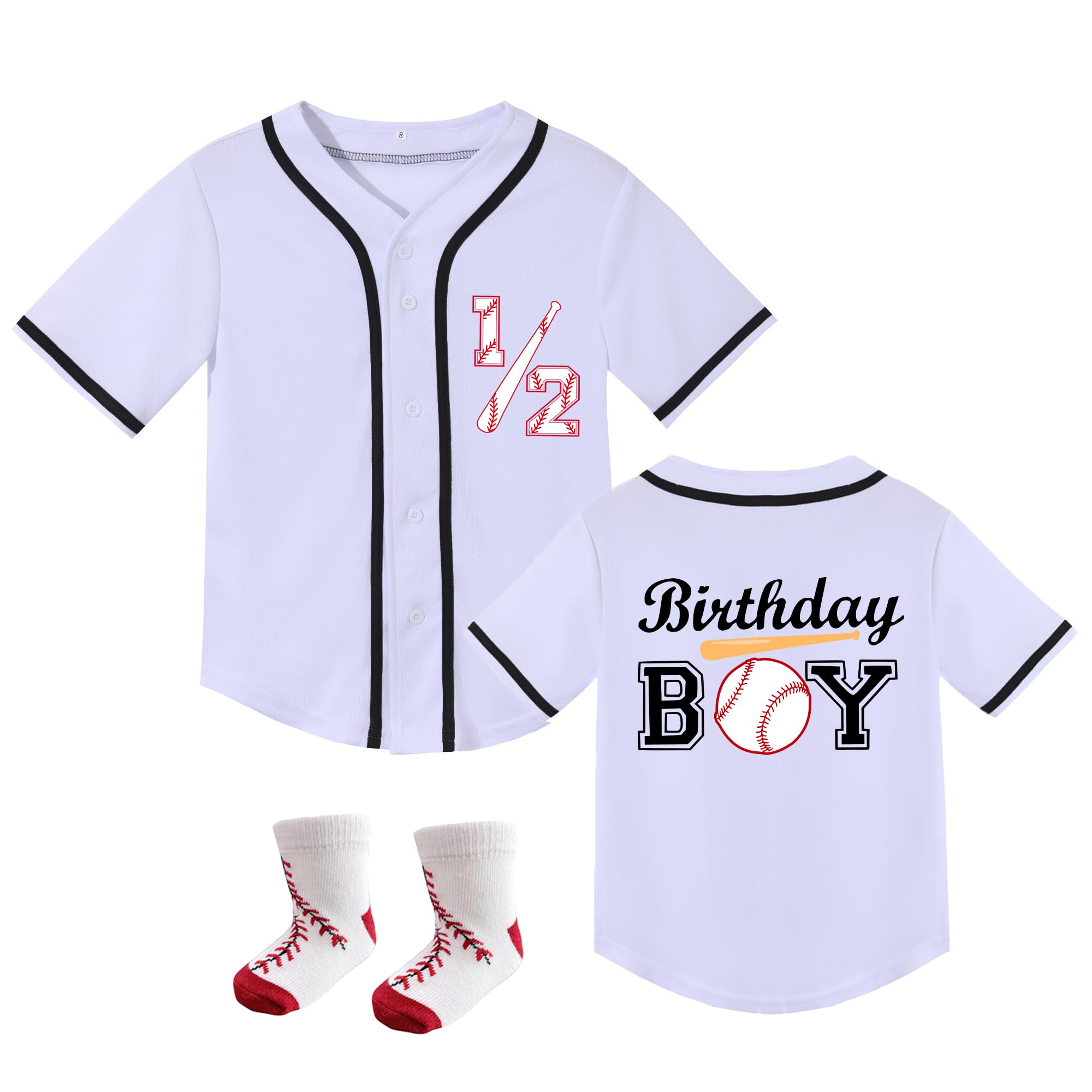 Baby Boy Half Way to One Birthday Shirts 6 Month Baseball Outfit My First Birthday Clothes White 1T