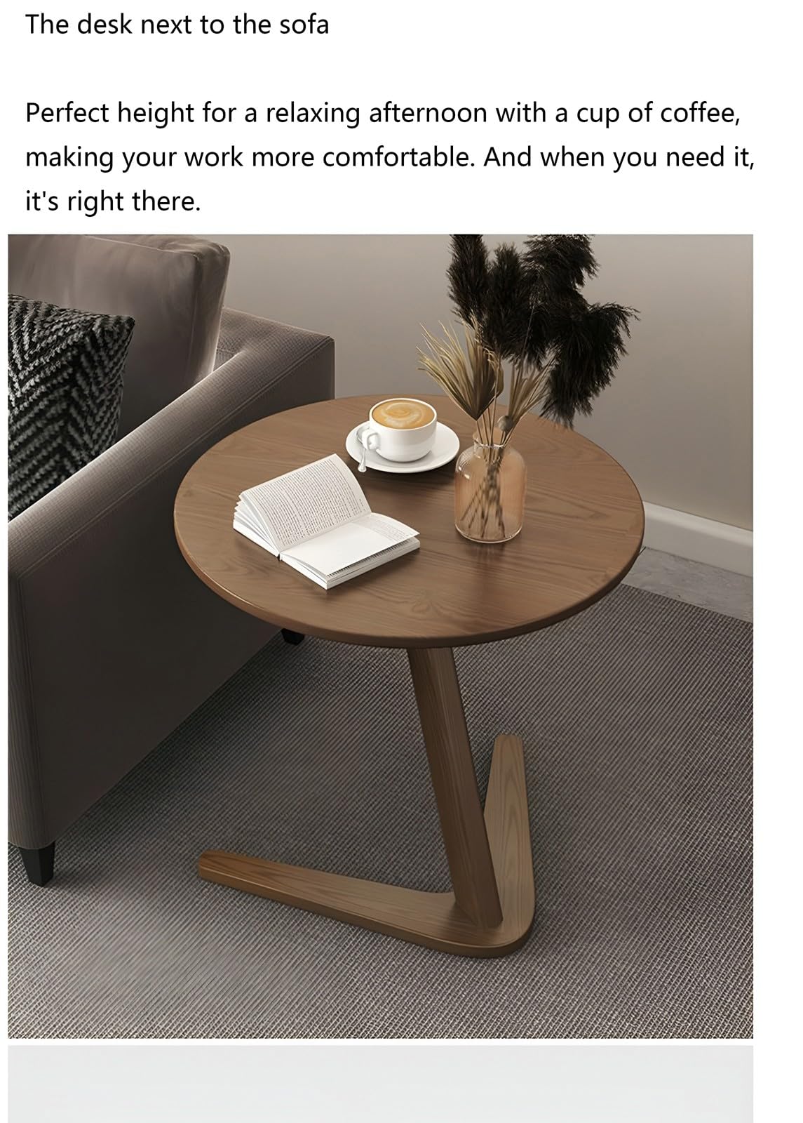 Table d'appoint Ronde, Petite Table Basse pour Salon, Chambre, Espace, Table de Chevet en Bois, Montage Facile (Bois/D)