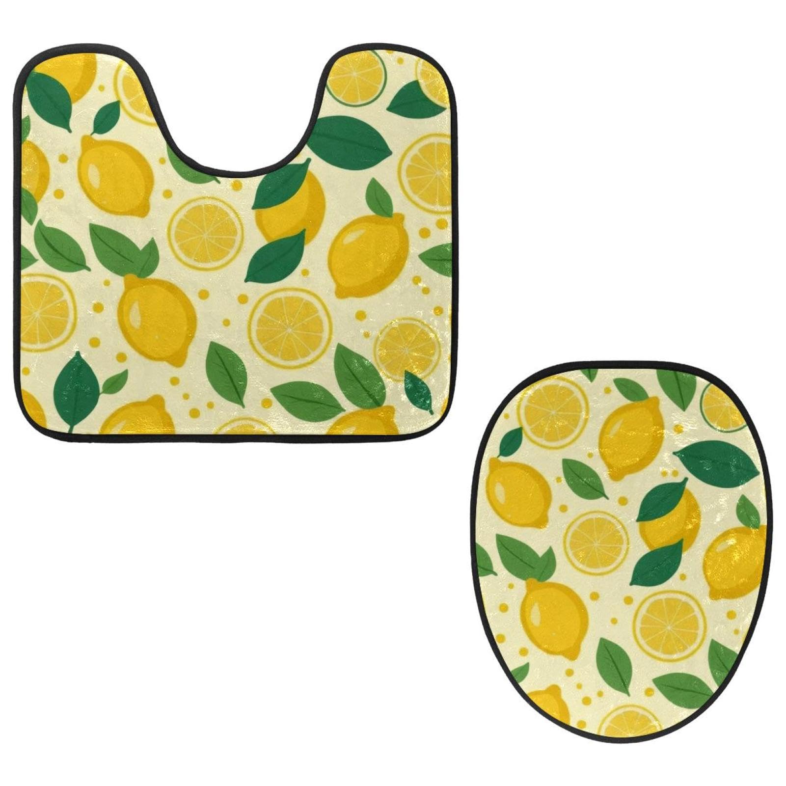 2 Pieces Flannel Toilet Contour Mat and Toilet Lid Cover, Soft Toilet Lid Cover Set Machine Washable Non Slip Contour Mat for Bathroom Decor Accessories