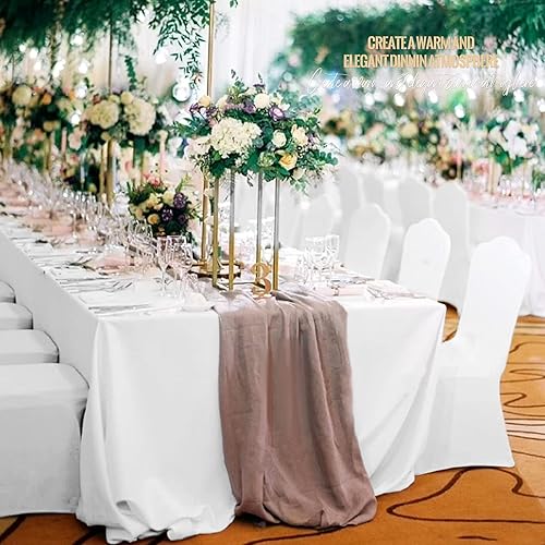 Miniatura 163 de Paquete de 4 manteles redondos blancos de 120 pulgadas – Mantel circular de poliéster para mesa redonda, resistente a las manchas y a las arrugas