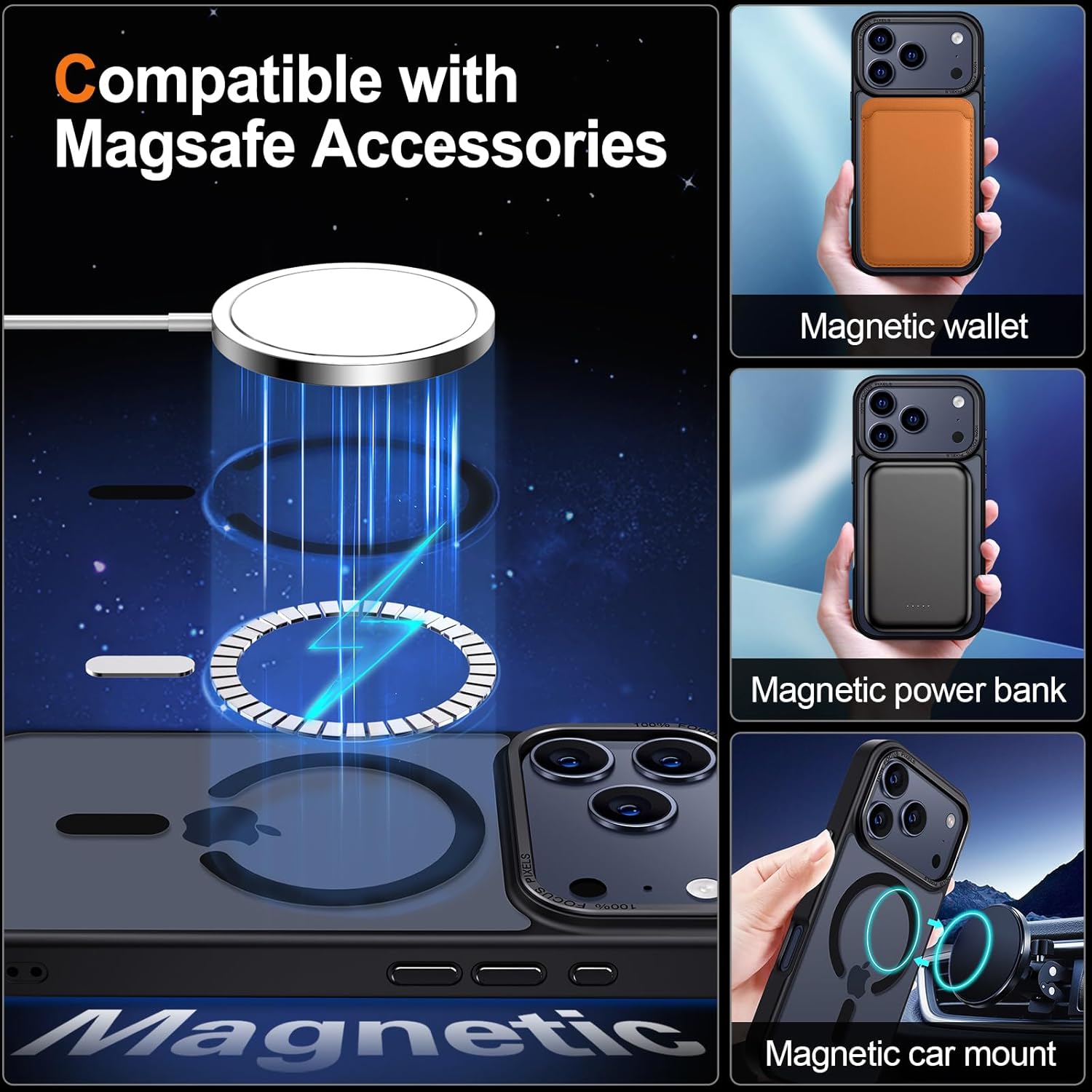 Hython Case for iPhone 17 Pro Max Case Magnetic Translucent Matte Phone Cases 6.9 [Compatible with MagSafe] Thin Slim Fit Shockproof Bumper Hard Protective Cover for Women Men Girls, Frosted Black