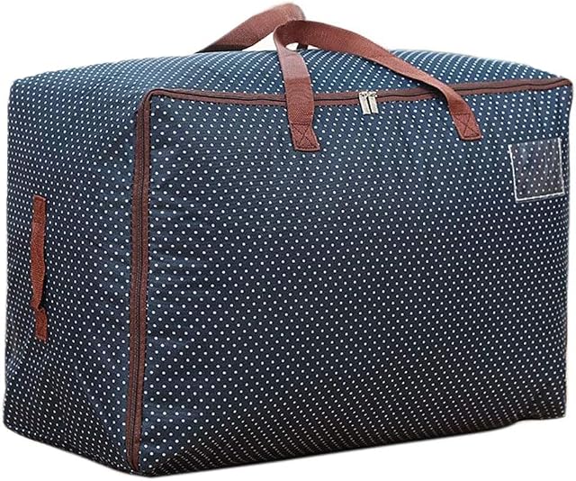 WITERY Large Storage Bag 105L with Zip Waterproof Large House Moving Bags Toys Bags Moisture Smell Proof for Blankets Clothes Duvet and Towels,Pillows (Dark Blue)