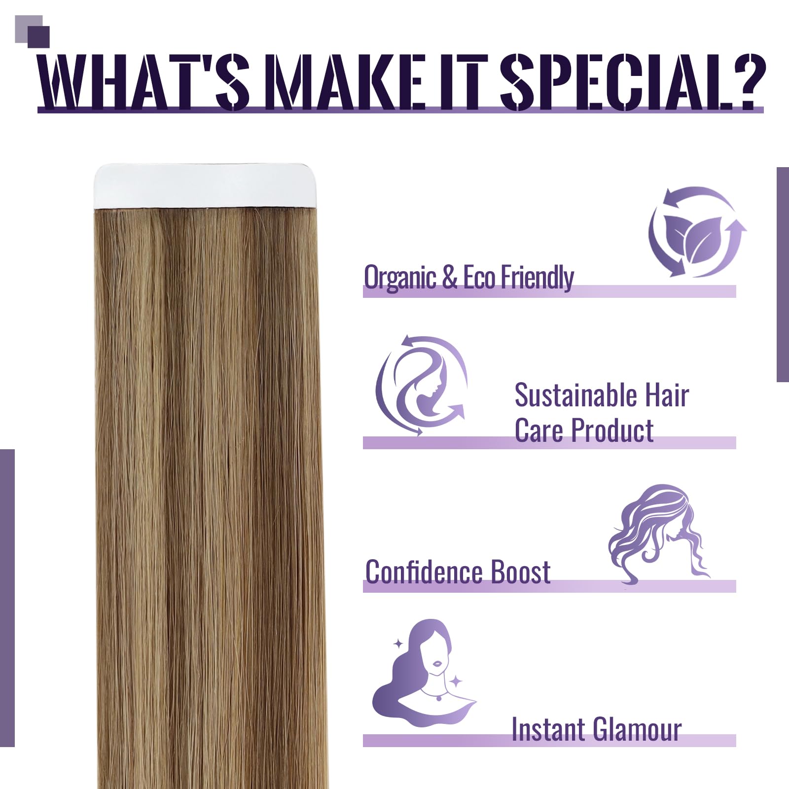 Fshine Biadesivo Capelli Extension Invisibili 50g 50CM Extension Adesive Capelli Veri 20Pcs Extension Remy Biadesive Da Biondo Chiaro A Biondo Cenere Tape in Human Hair Extension 10/16/16