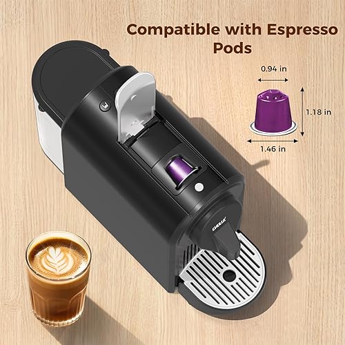 Miniatura 2 de CHULUX Mini máquina de café expreso, cafetera de 20 bares de una sola taza, modos de preparación dual para espresso y lungo, preparación rápida de