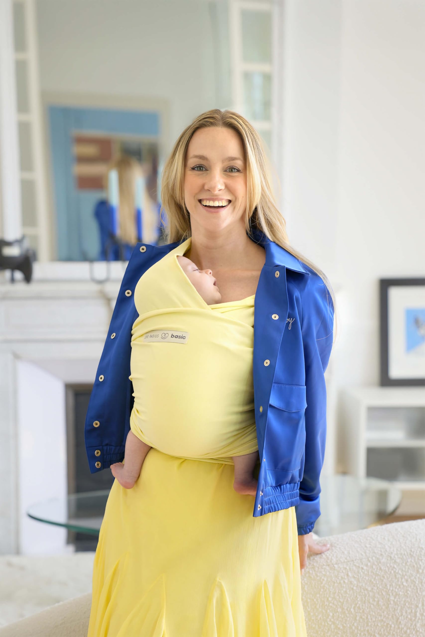 Love Radius Basic Bio-Baumwolle – Geburt bis 9 kg – Tragetuch dehnbar – einfache Einstellung 1 Knoten vorher zum An- und Aussteigen des Babys – Bauchtrage – Babytrage ohne Hände – Perle