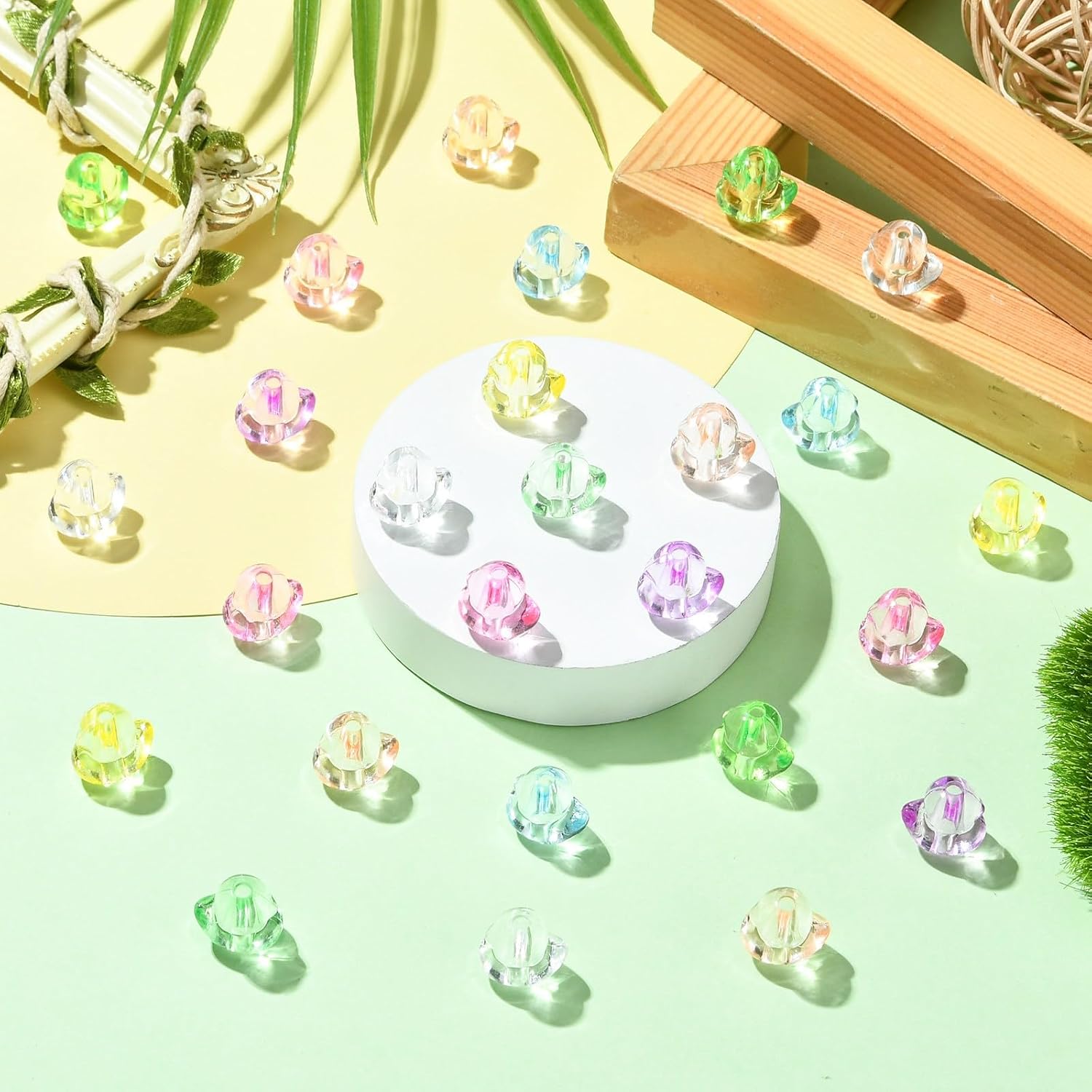 Ornazy 400 pcs Random Acrylic Duck Transparent Duck Shaped Beads Colorful 3D Animal Beads for Bracelet Necklace Earrings Keychain Crafts