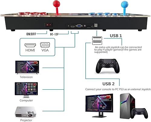 Miniatura 2 de Pandora's Box - Consola de juegos arcade retro para PC, proyector y TV, 2 a 4 jugadores, 1280 x 720, juegos 3D, buscarocultarguardarcargarpausar,
