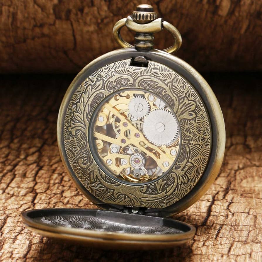 Amazon.co.jp: 機械式懐中時計チェーン付き懐中時計ファッション新しい