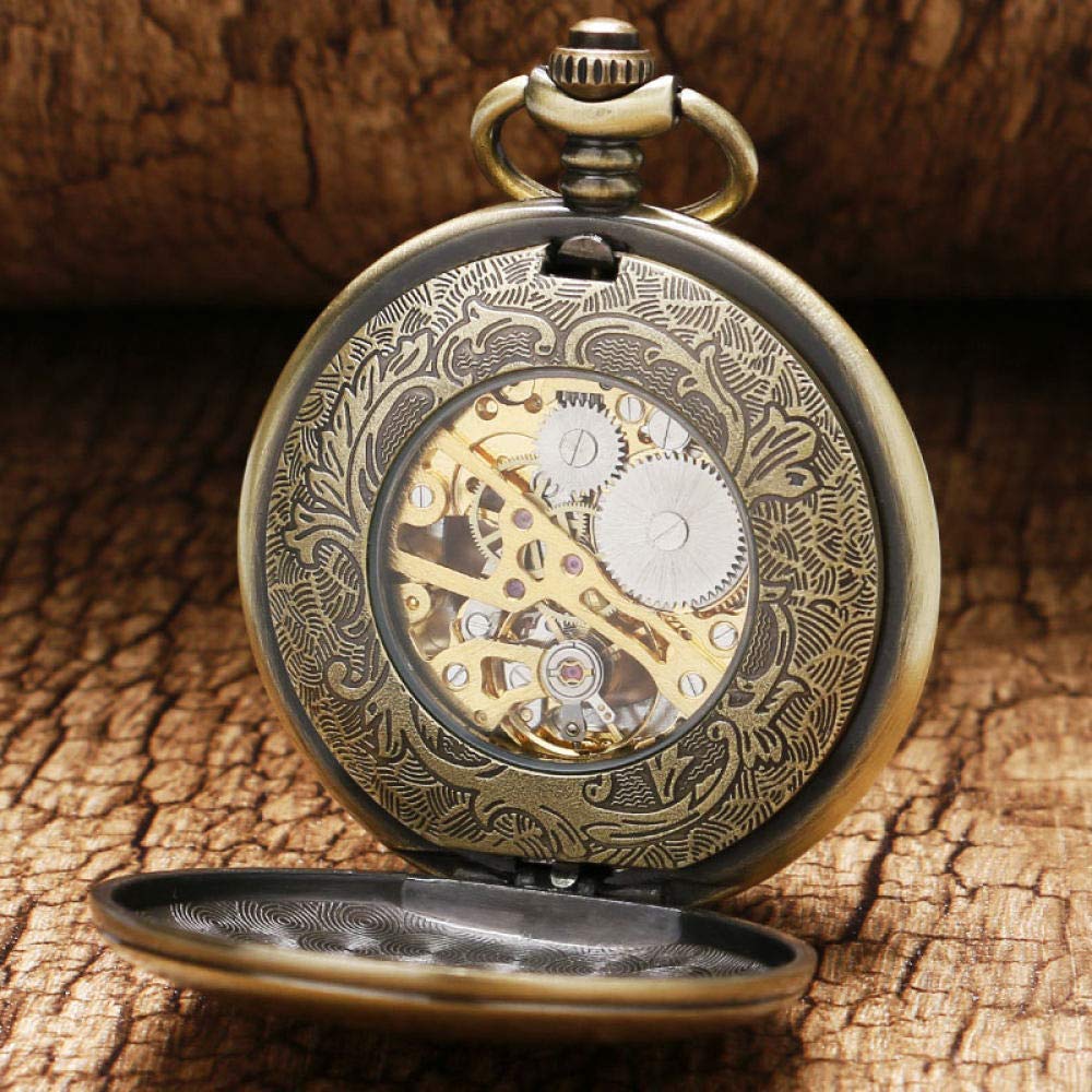 Amazon.co.jp: 機械式懐中時計チェーン付き懐中時計ファッション新しい