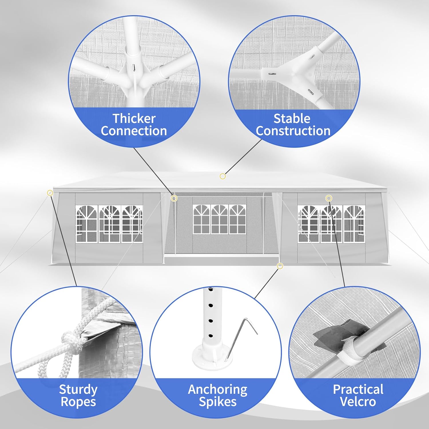 10'x30' Party Tent Outdoor Wedding Event Tents with 7 Removable Sidewalls, Heavy Duty Gazebo, Large Canopy Waterproof for Parties Patio Birthday Christmas White