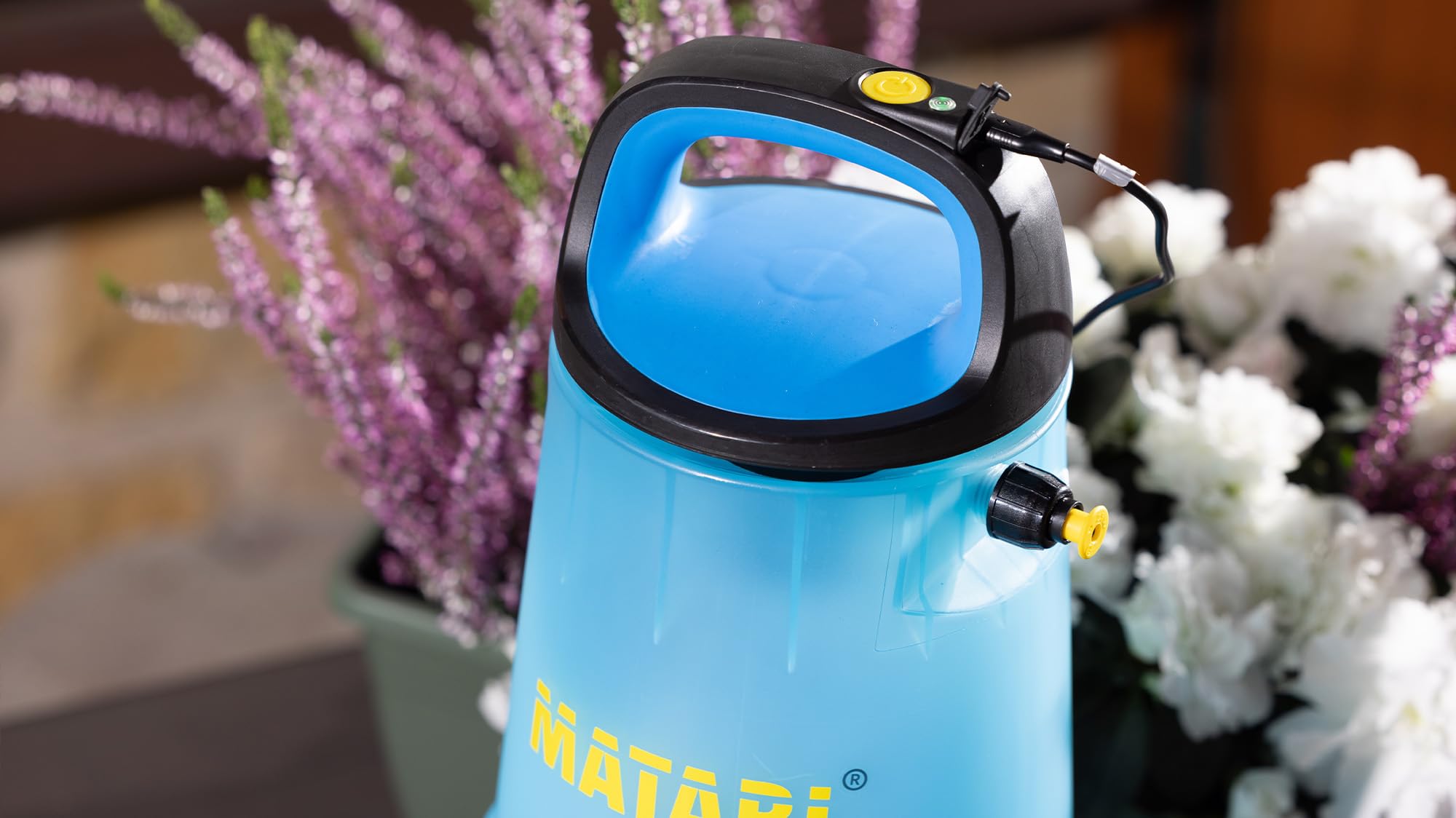 Matabi e7 Easy - Spruzzatore Elettrico per Giardino e Orto - Batteria Li-Ion USB-C - Autonomia 20L - Sistema Sicuro - Cinghie Regolabili - Serbatoio Traslucido - Facile da Usare - Fatto in UE