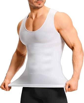 TAILONG Mens Compression Shirt - Slimming Body Shaper Sleeveless Workout Tank Top Undershirts Tummy Control Vest