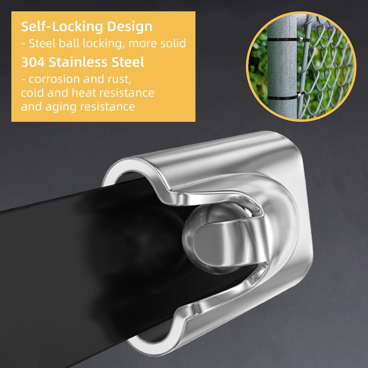 300 PCS 11.8 Inch Metal Zip Ties, Stainless Steel Cable Tie Gun Set, Heavy Duty Self-locking Cable Ties Adjustable Metal Zip Ties Tool Kit for Machinery Exhaust Wrap Pipes Cables Fence (Black)
