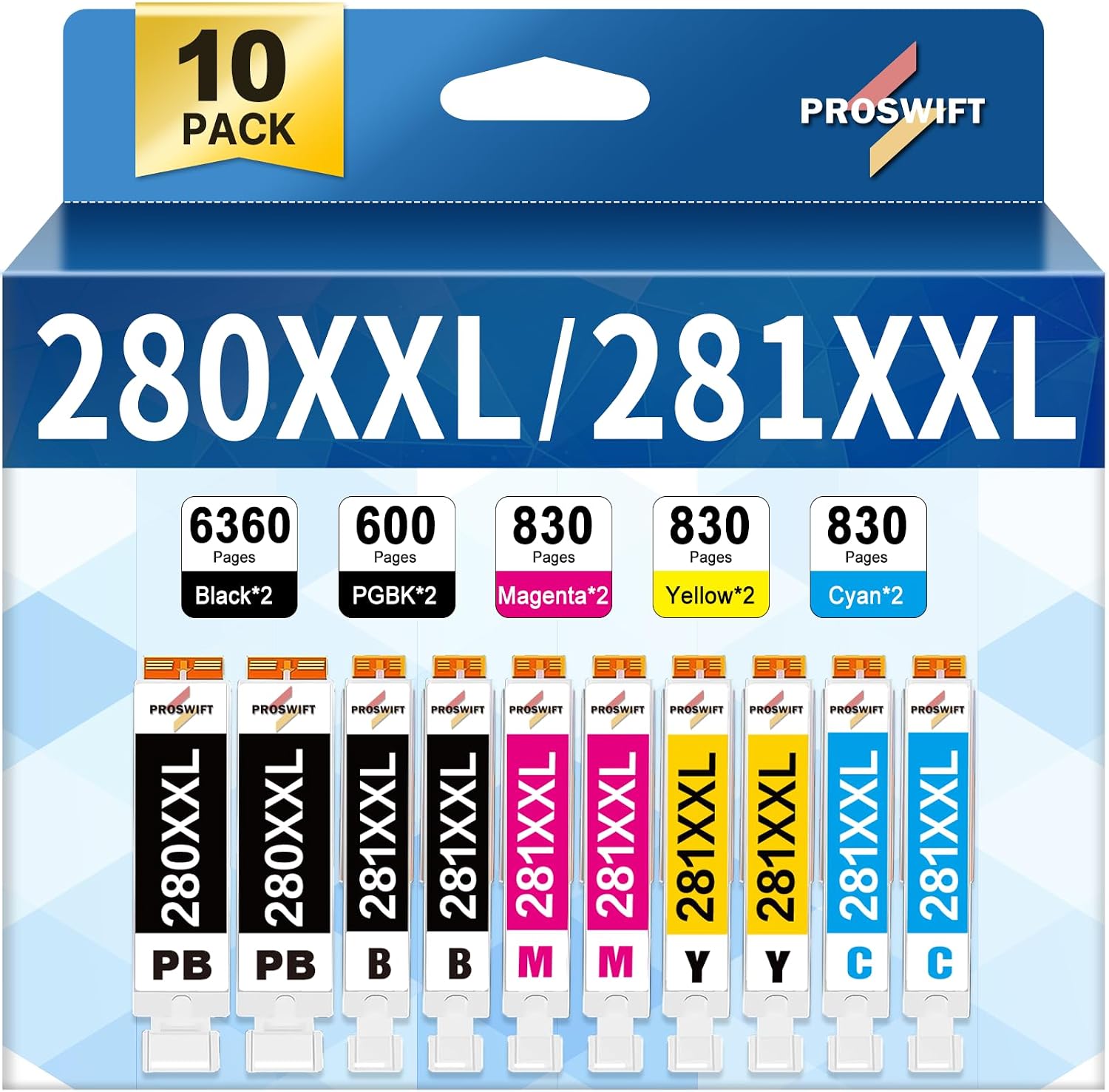 PROSWIFT PGI-280XXL CLI-281XXL Ink Cartridges Replacement for Canon