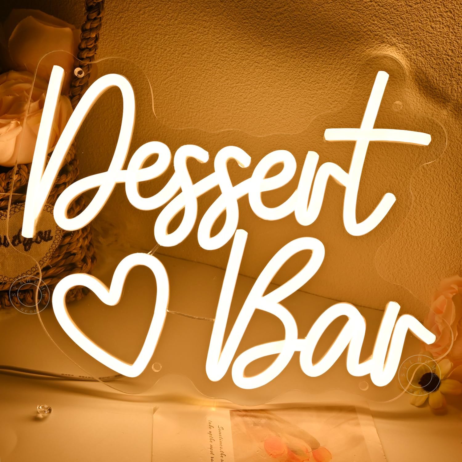 SYLHOME Dessert bar Led Neon Light Sign Home Candy Bar Snack Wall Sign Decor Wedding Birthday Christmas Party Decor Banner Gifts 11.81" X 9.33" USB