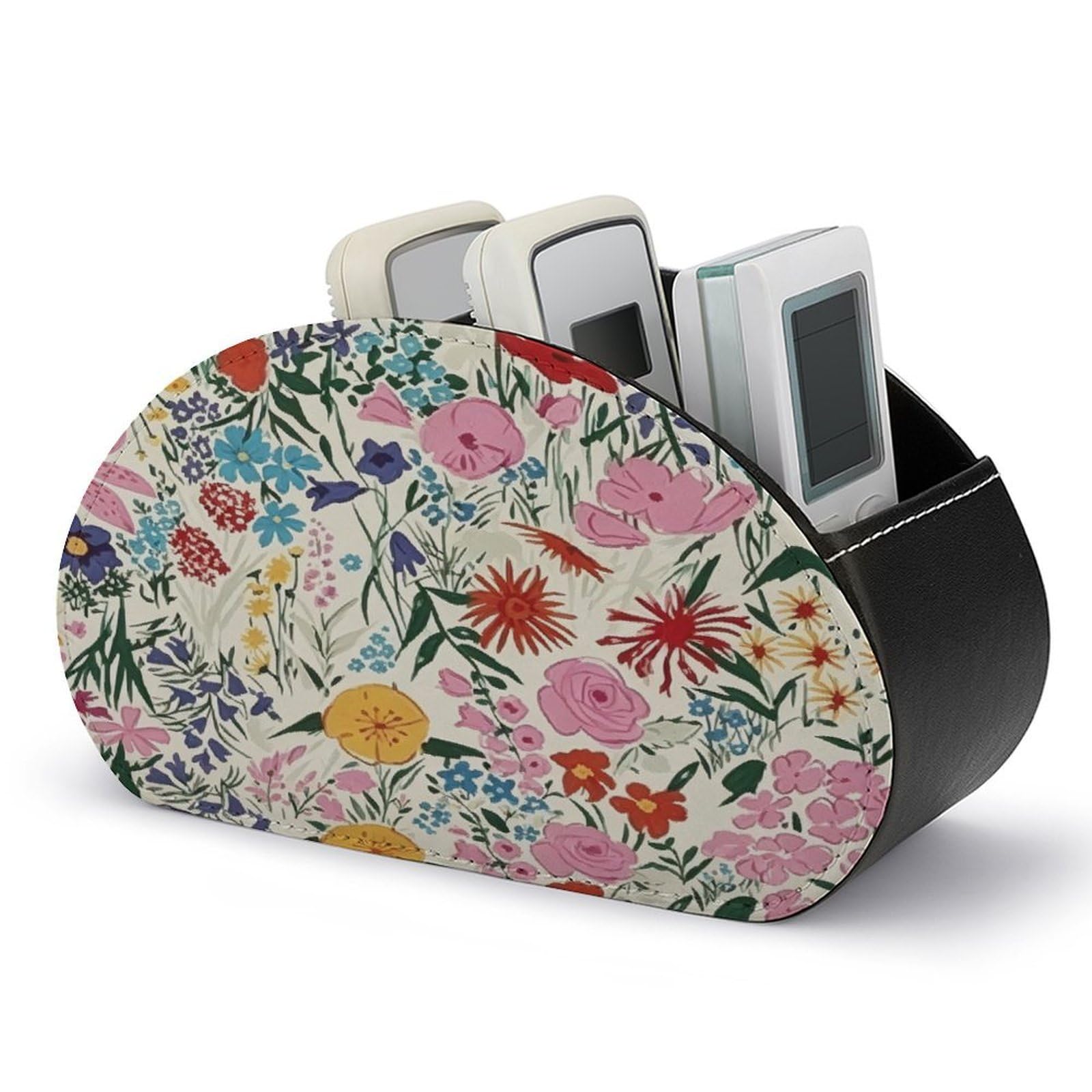 Btcowzrv Style Wildflower Art Floral Remote Control Holder With 5 Compartments