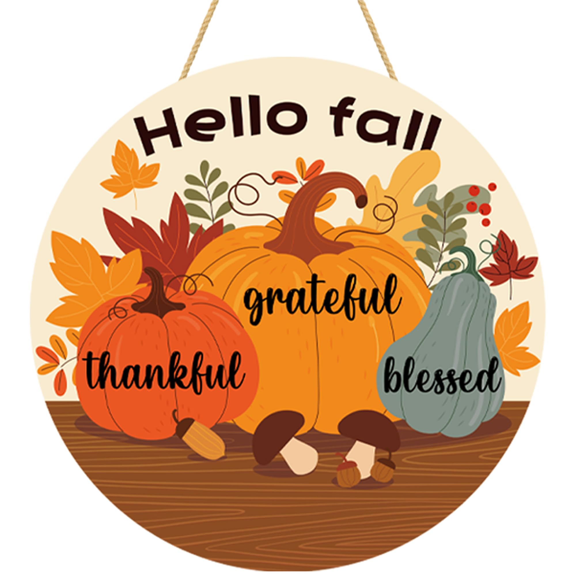 Fall Decorations for Home - Welcome Sign for Front Door,Rustic Round Wood Wreaths for Outdoor,Maple Leaves Garland Porch Decor for Thanksgiving Friendsgiving - Fall Decor for Room Kitchen Wall