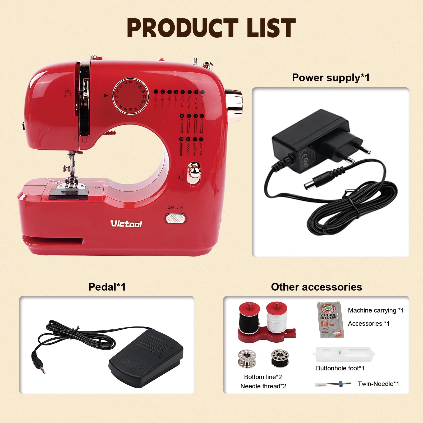 Macchina Da Cucire Per Principianti, Riparazioni Domestiche Facili, 16 Punti, 2 Velocità, Doppio Punto, Cuce Anche Jeans, Luce Led, Robusta E Affidabile Per Casa E Fai Da Te