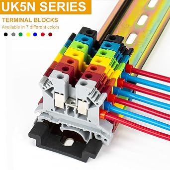 Erayco UK5N-BL DIN Rail Terminal Block, Screw Clamp, 600V 30A 30-10AWG, Pack of 100