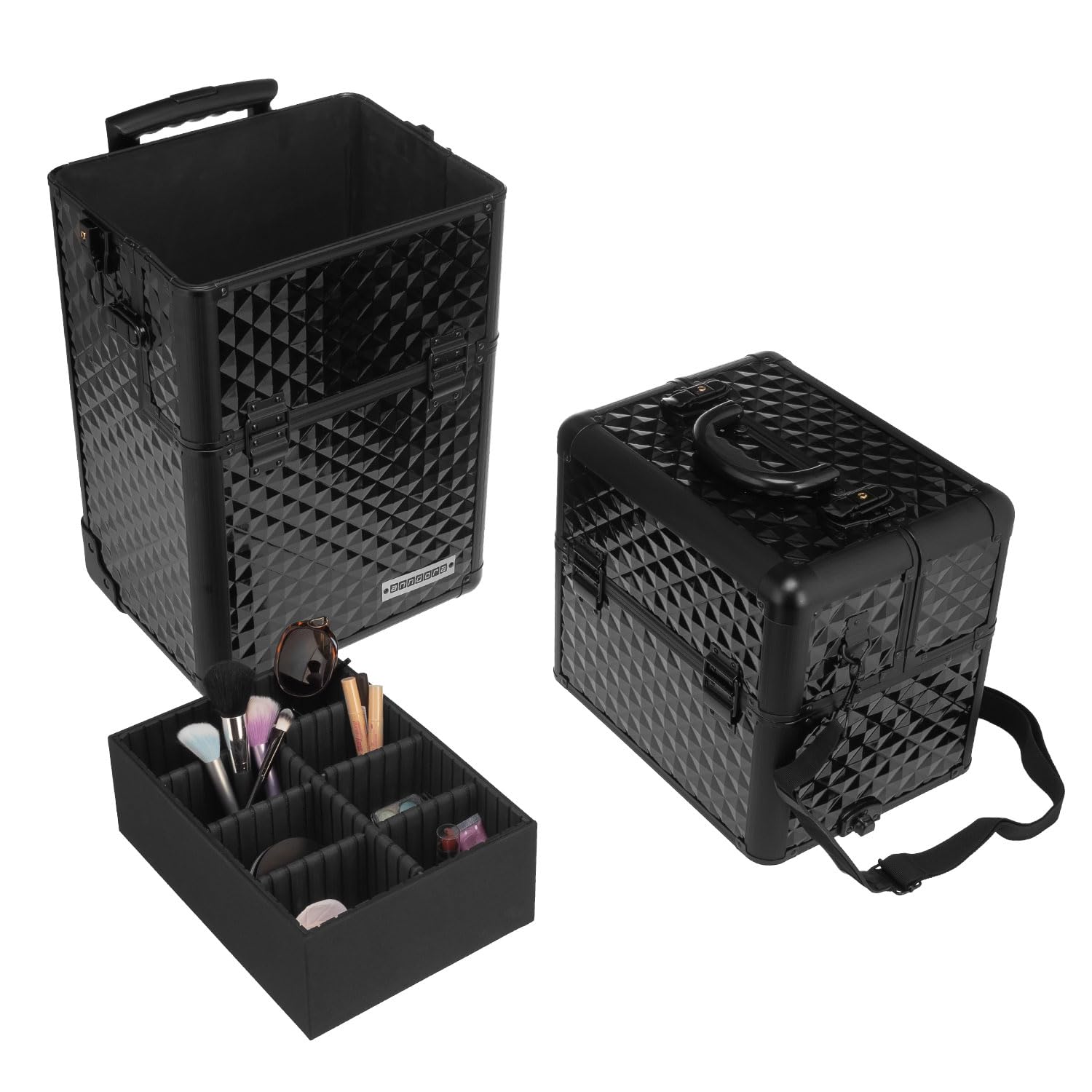 anndora 2 Rad Beauty Trolley 60 Liter Salontrolley Friseurkoffer komplett schwarz