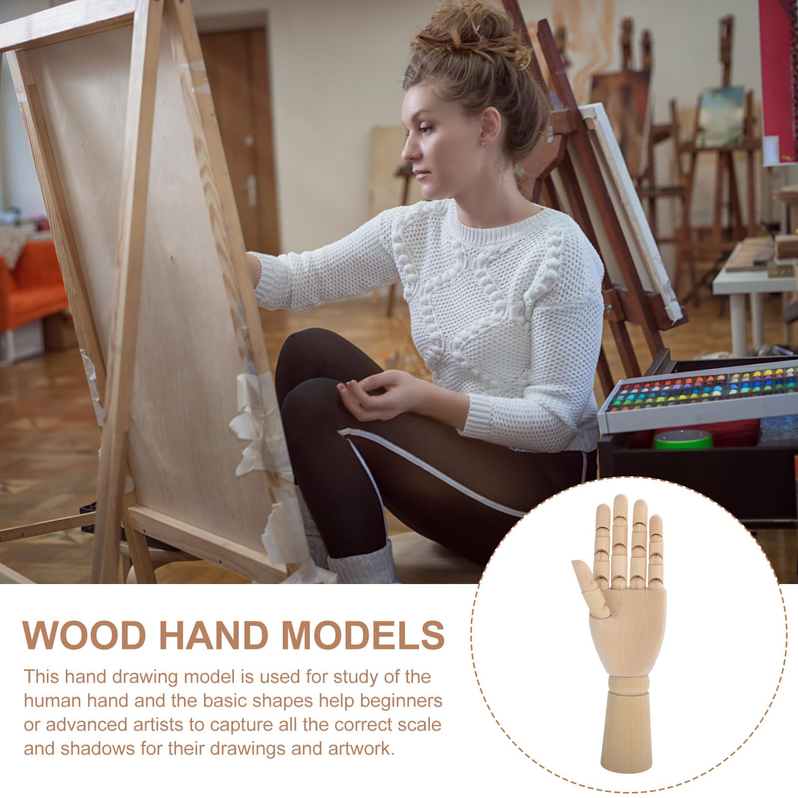 Angoily Holz Handmodell mit Flexiblen Fingergelenken Künstler Handpuppe für Skizzieren Malen Kreative Handzeichnung Realistische Holzmodell Hand für Kunst und Design