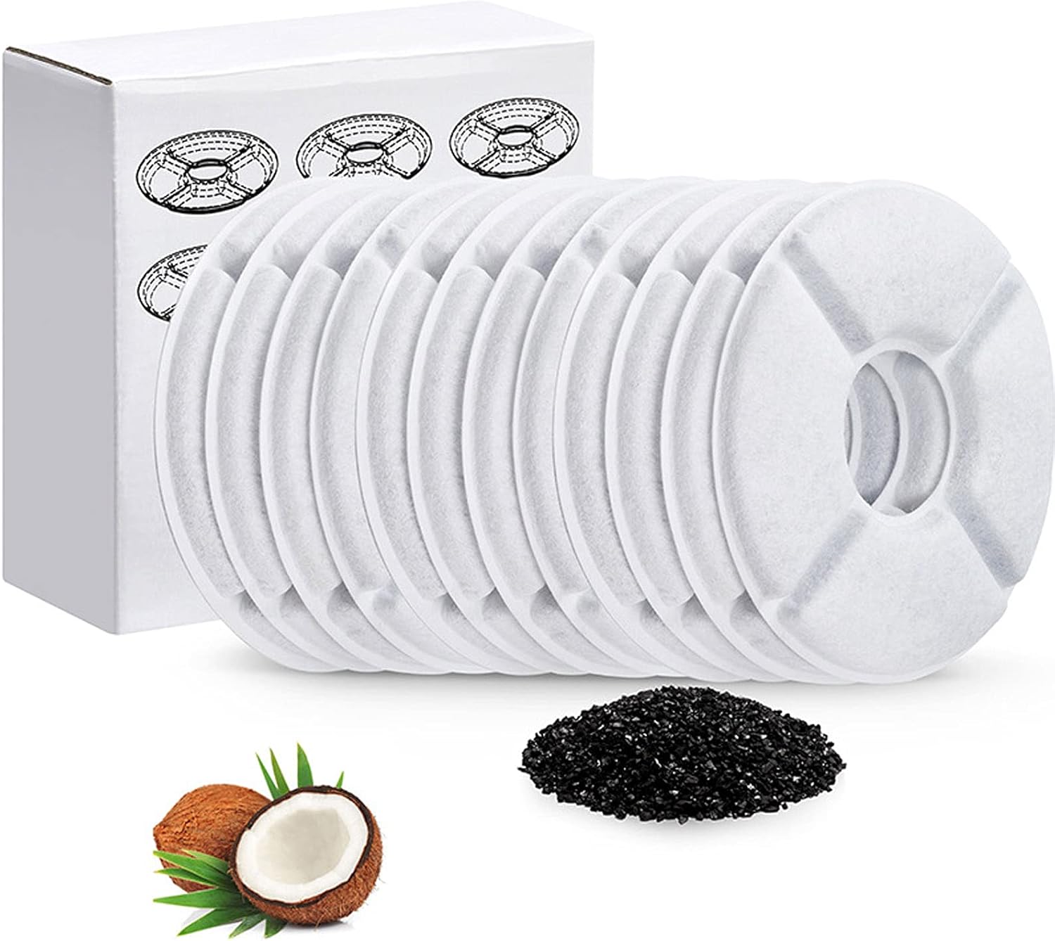 猫用ウォーターディスペンサー水フィルターの交換 犬用水フィルターの交換ペット用噴水フィルター 高い素材 交換用フィルターは塩素を制御します Piece 12