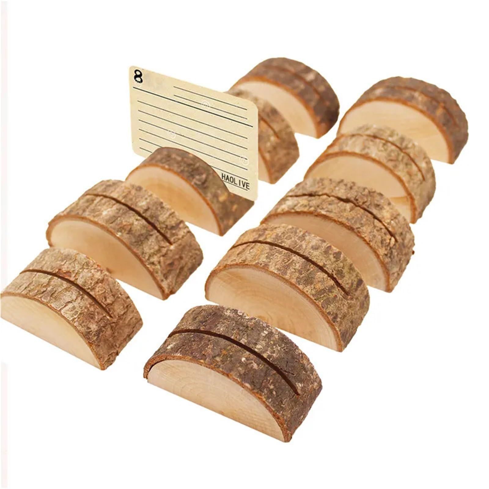 40 Stück natürliche halbrunde Holz-Kartenhalter Stumpf Hochzeit Party Ständer