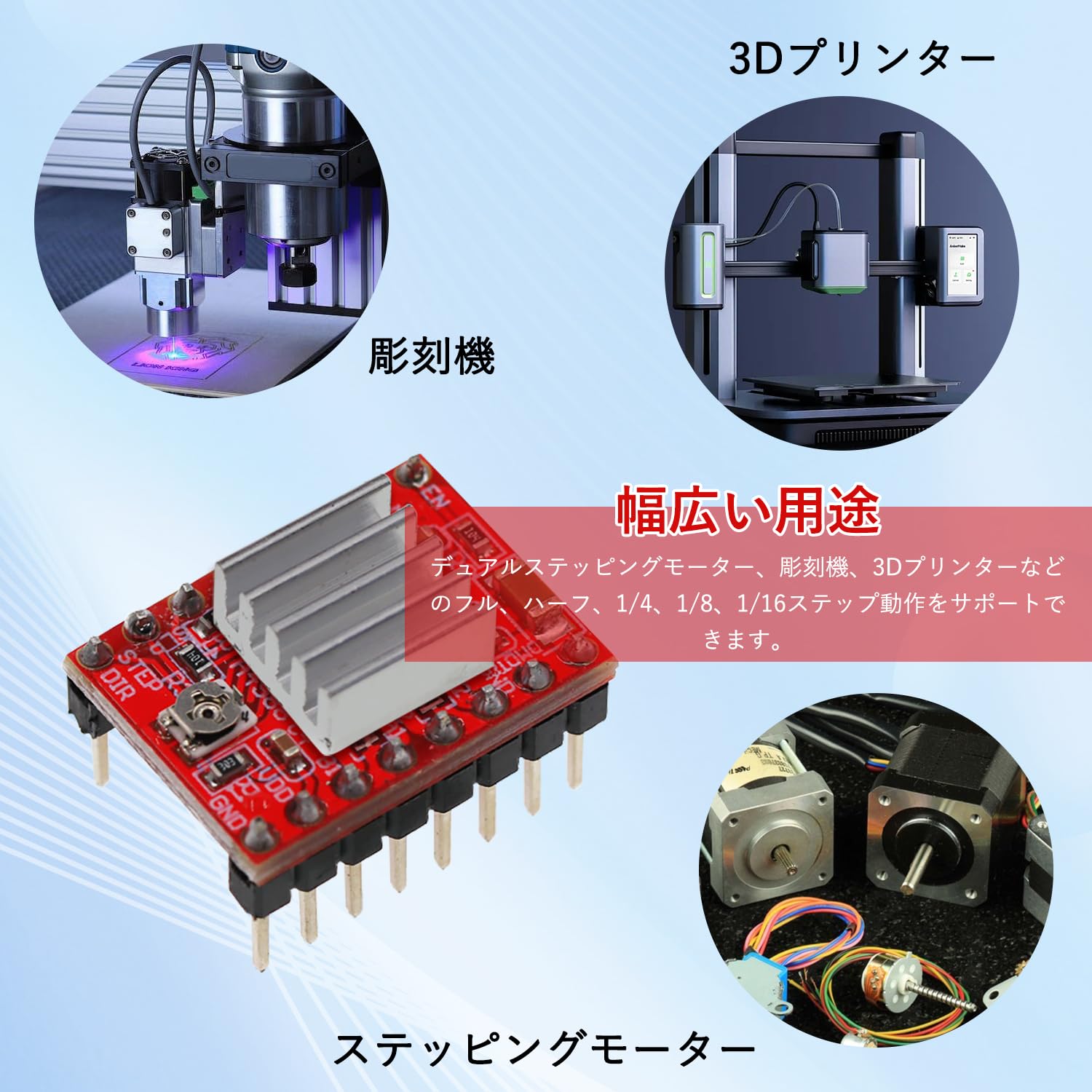 Amazon.co.jp: モータードライバ A4988 ステッピングモータドライバ