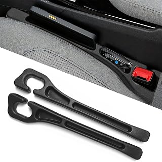 2 PCS Car Seat Gap Filler, Multifunctional Auto Crevice Blocker Plug with Phone Holder, Side Seat Gap Storage Organizer to Stop Things from Dropping for Cars Trucks SUVs (Black)