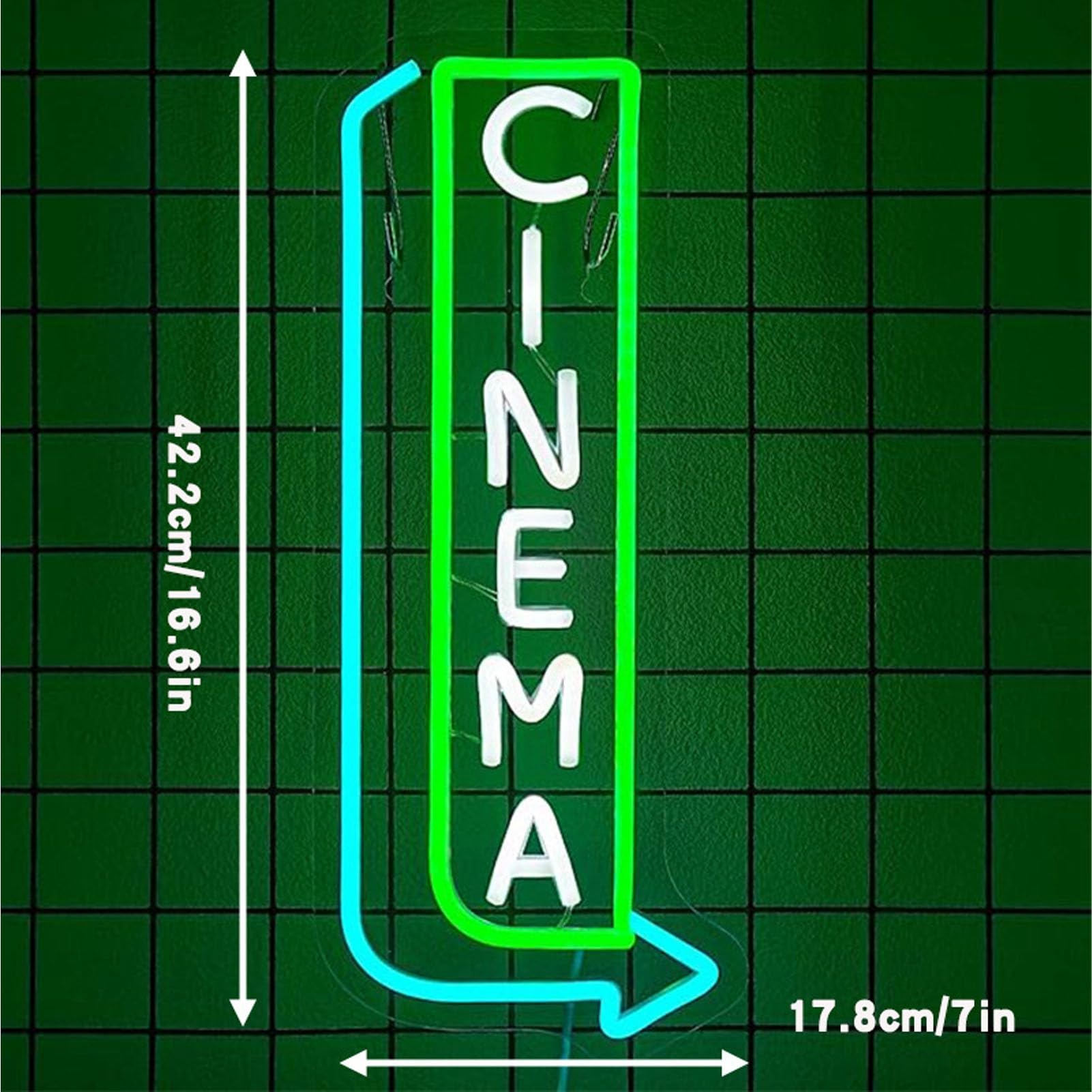 Luocute Cinema Neon Sign, Arrows Neon Light for Wall Decor Movie Teatro Segni a LED Film LED per Home Theater Film Room Decorazione del Negozio Commerciale, Impiccato