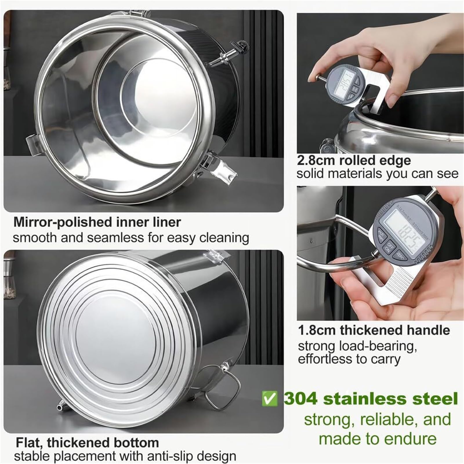Dispensador térmico de bebidas de acero inoxidable 304 aislado con grifo para agua fría y caliente, ideal para catering, café, té, sopa, capacidad de 30 litros