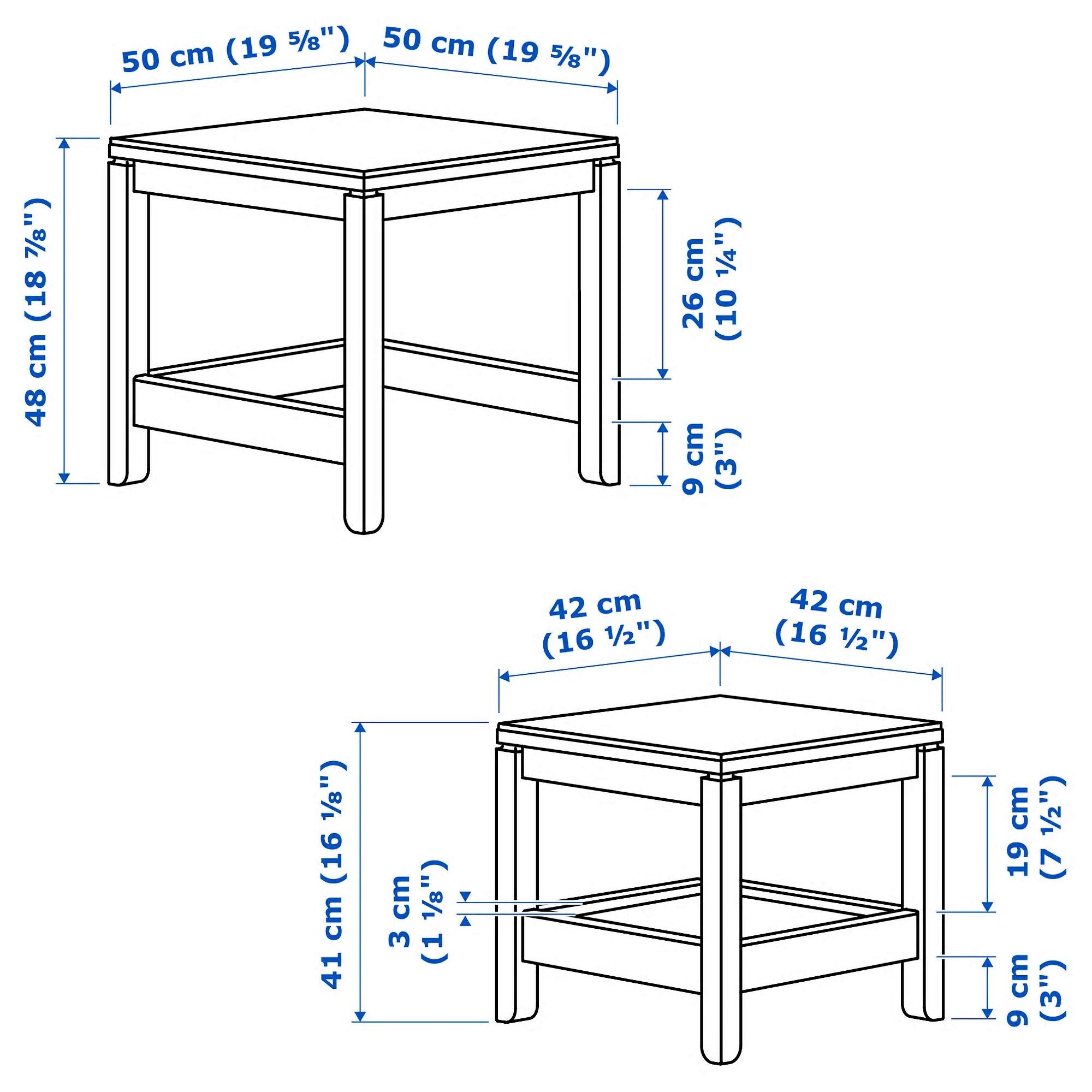 SIU Lot de 2 Tables gigognes Marron foncé en pin Massif, Durable, Facile à Nettoyer. Dimensions du Colis : 55 cm, Largeur : 54 cm, Hauteur : 19 cm, Poids : 11,60 kg.