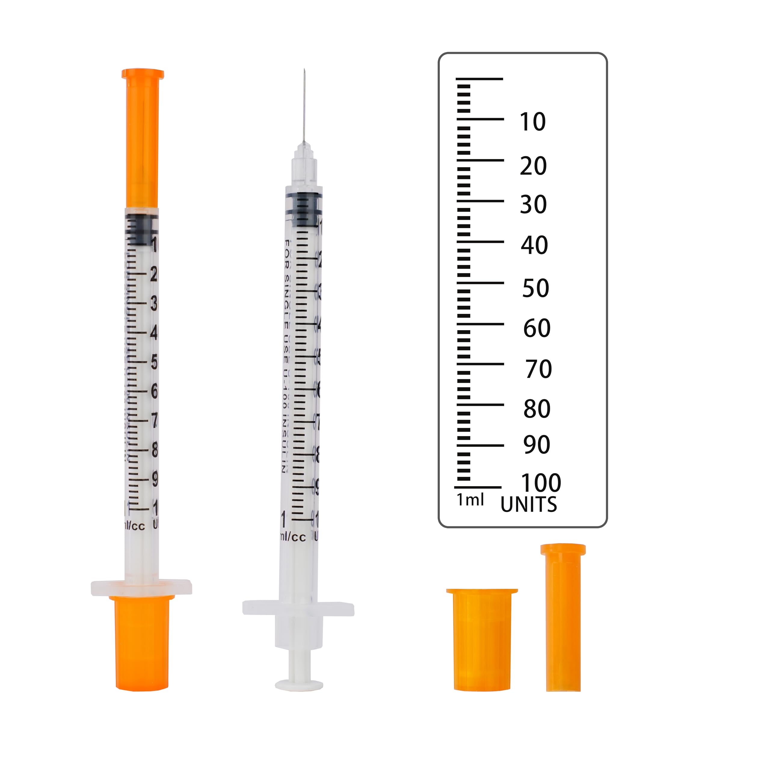 Disposable Syringes with Needle, U-100 31G 1ml 5/16 Inch (8mm) Syringes - 100 ct Box, Size: 1cc Syringe 31G 5/16inch Needles
