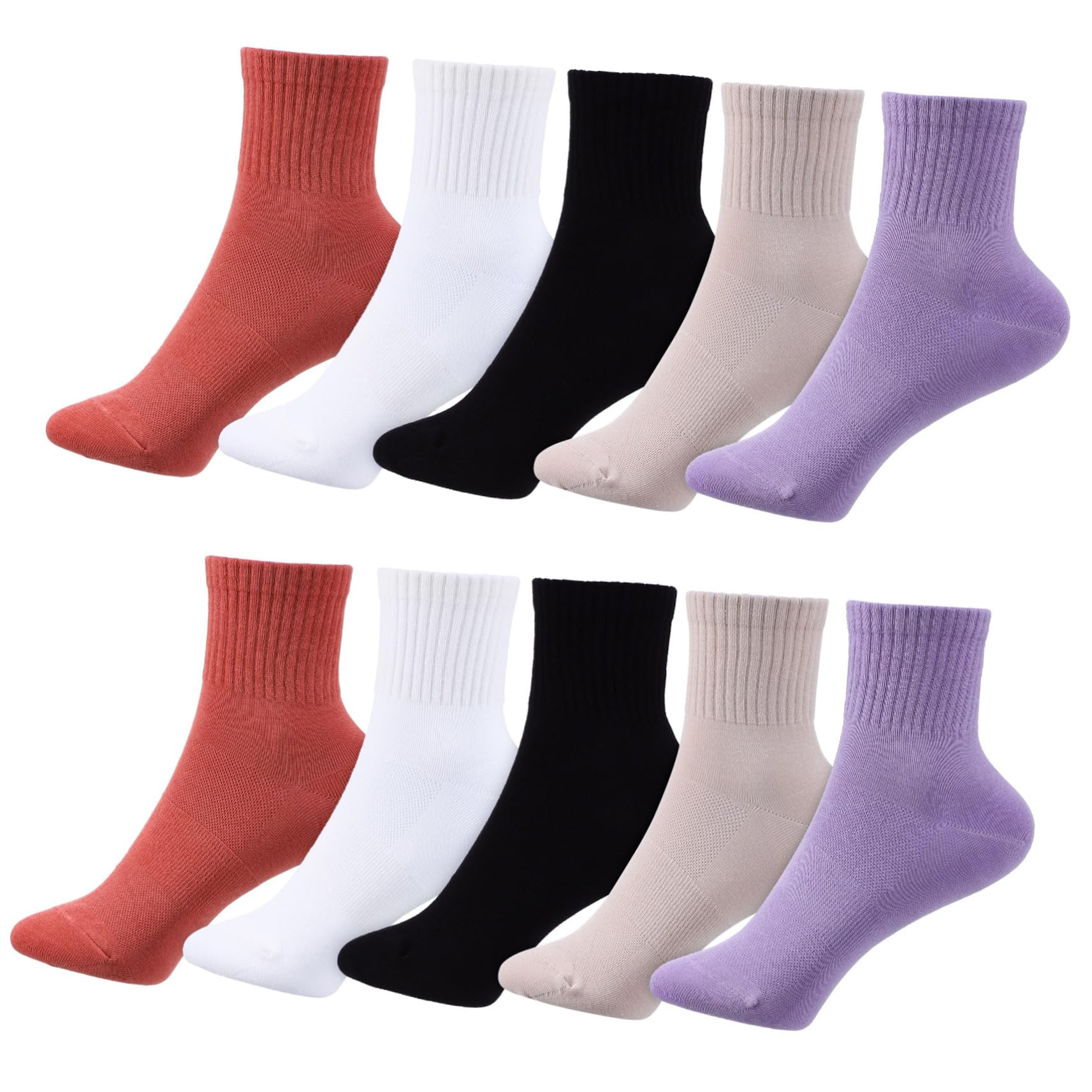 Hemobllo Calcetines para Mujer de Algodón, 10 Pares, Media Caña