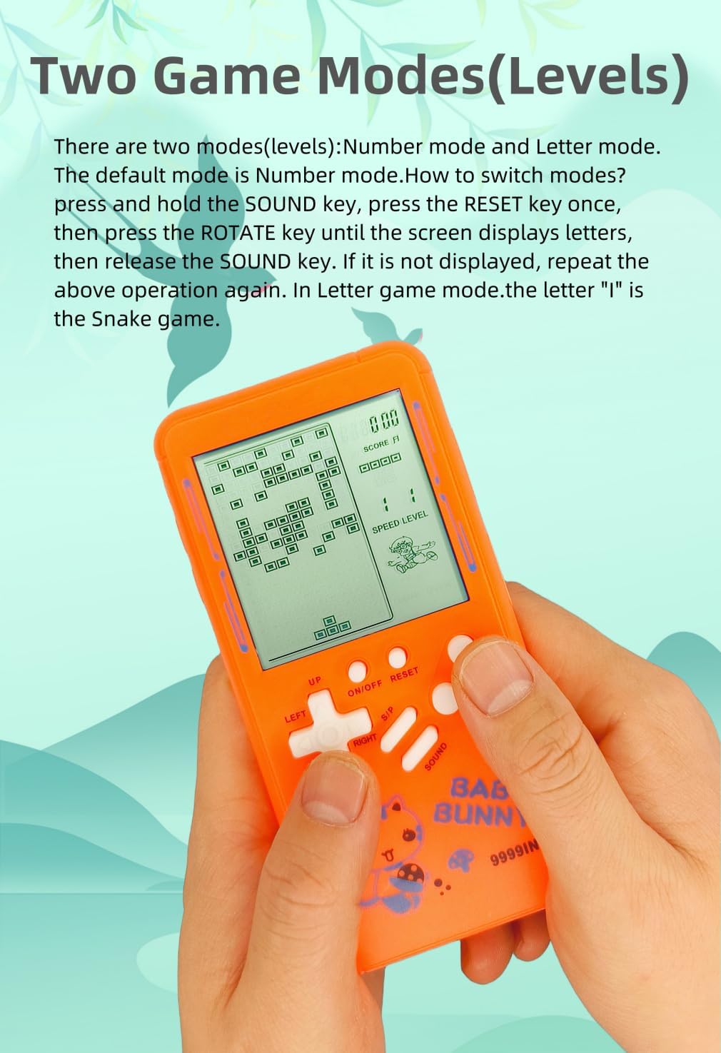 Cute Cartoon Pattern Brick Game Console Built-in Multi-Block Games Racing/Tank Battle Retro Pocket Machine Electronic Game Portable Toys for Children/Adults (Yellow)