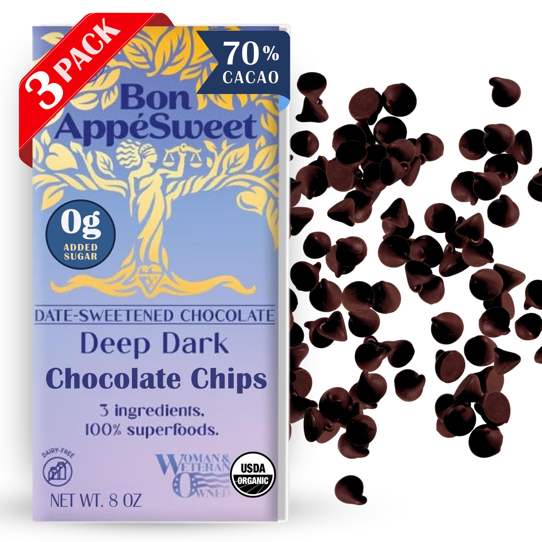Amazon.com: Bon Appesweet Date Sweetened Chocolate Chips - Deep