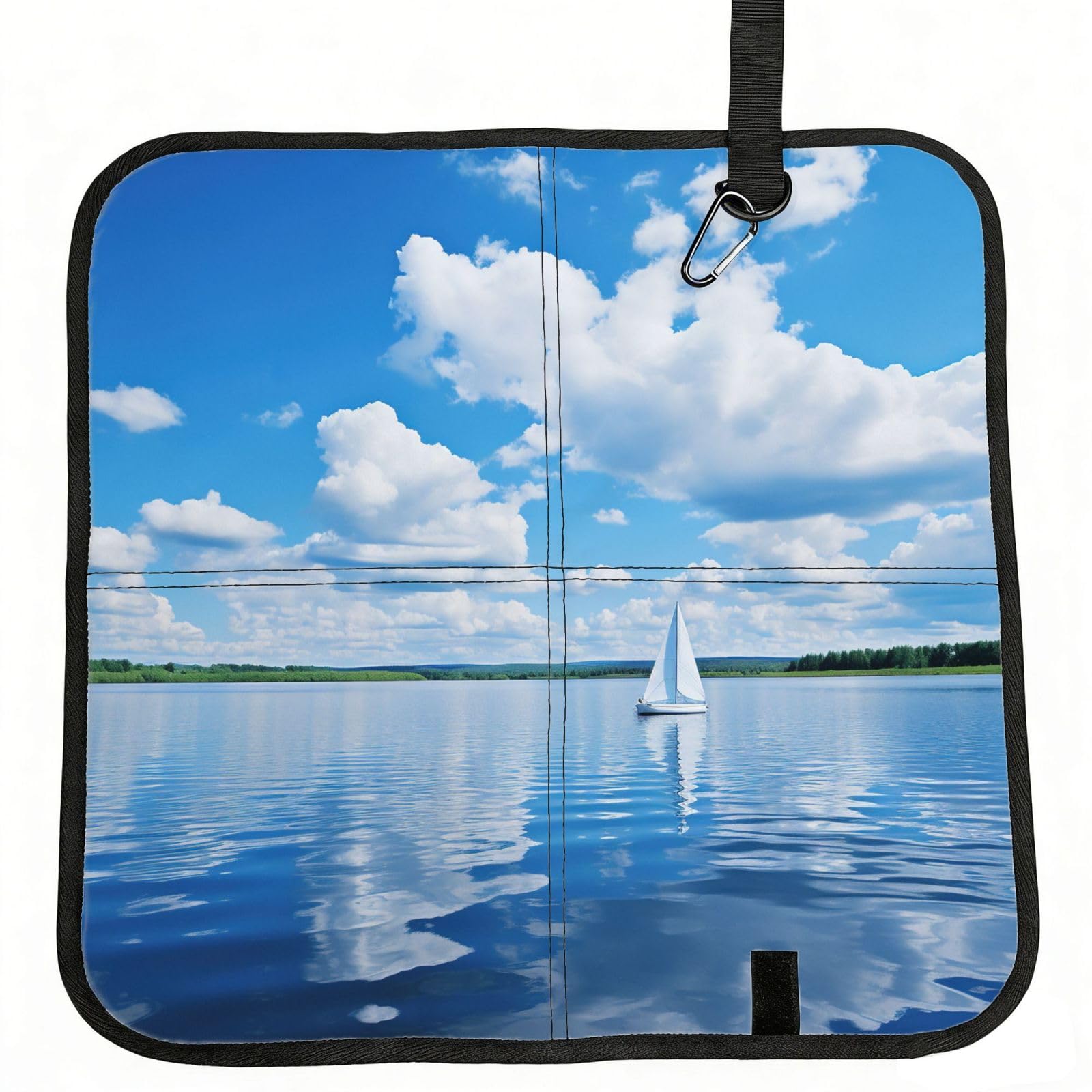 YGLHBDPBF Boat & Cloud Print Camping seat cushion,Foldable Sitting Pads,Save Backpack Space for Hiking