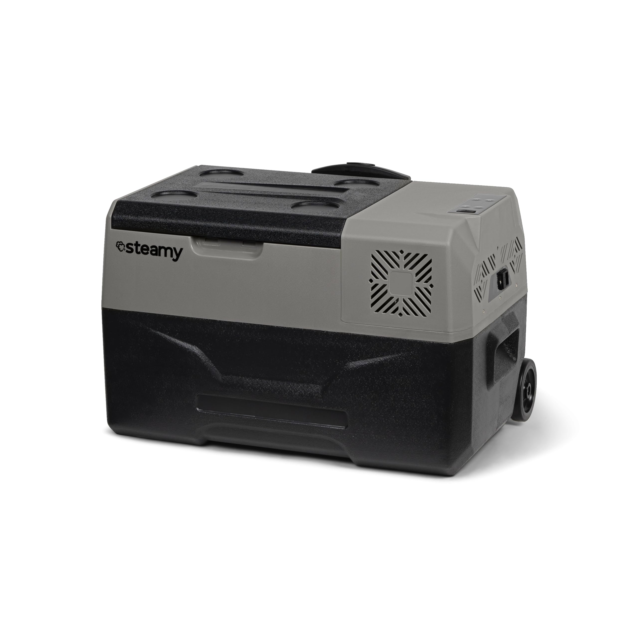 Steamy-E Single Zone 30 Roller, Frigorifero Elettrico a Compressore con Ruote, 12/24V DC e 100-240V AC, per Congelare e Raffreddare da -20℃ a +20℃, Ideale per il Campeggio, 28 Litri, Nero