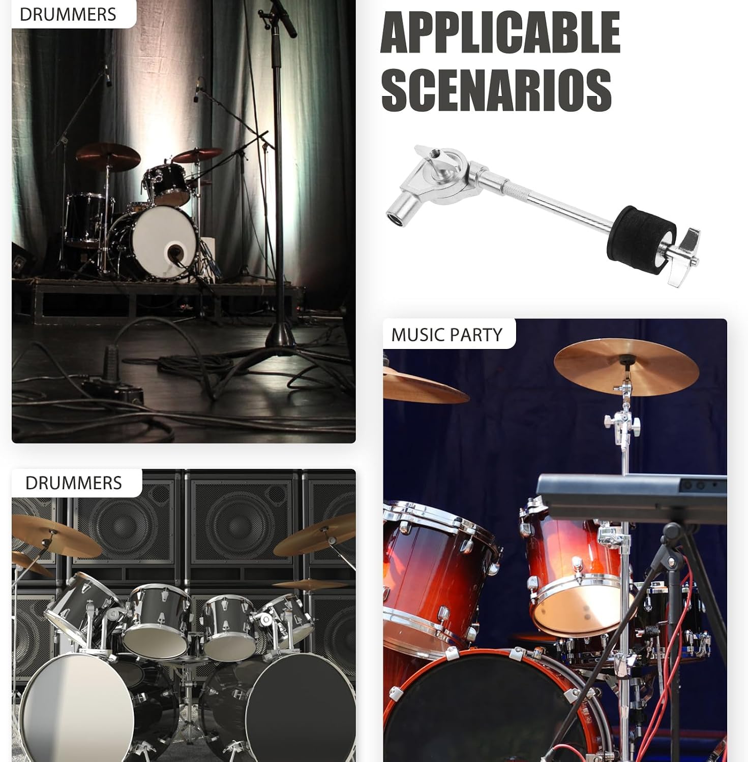 Cymbal Stacker Mount 12.5mm Metal Connector with Felt Pad Percussion Drum Cymbals Mounting Rack Support for High-Hat Drum Accessories