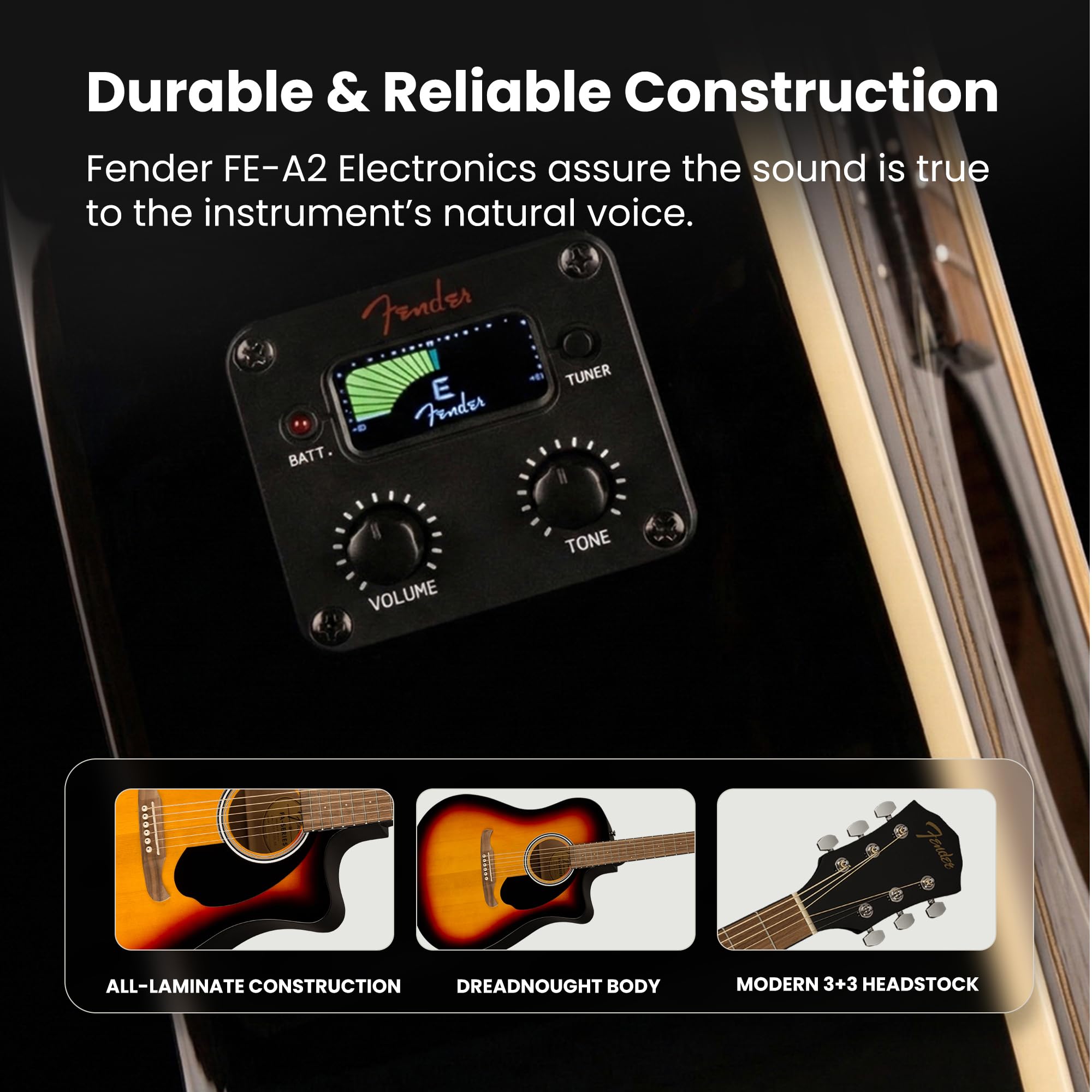 Amazon | Fender FA-125CE ドレッドノート カッタウェイ