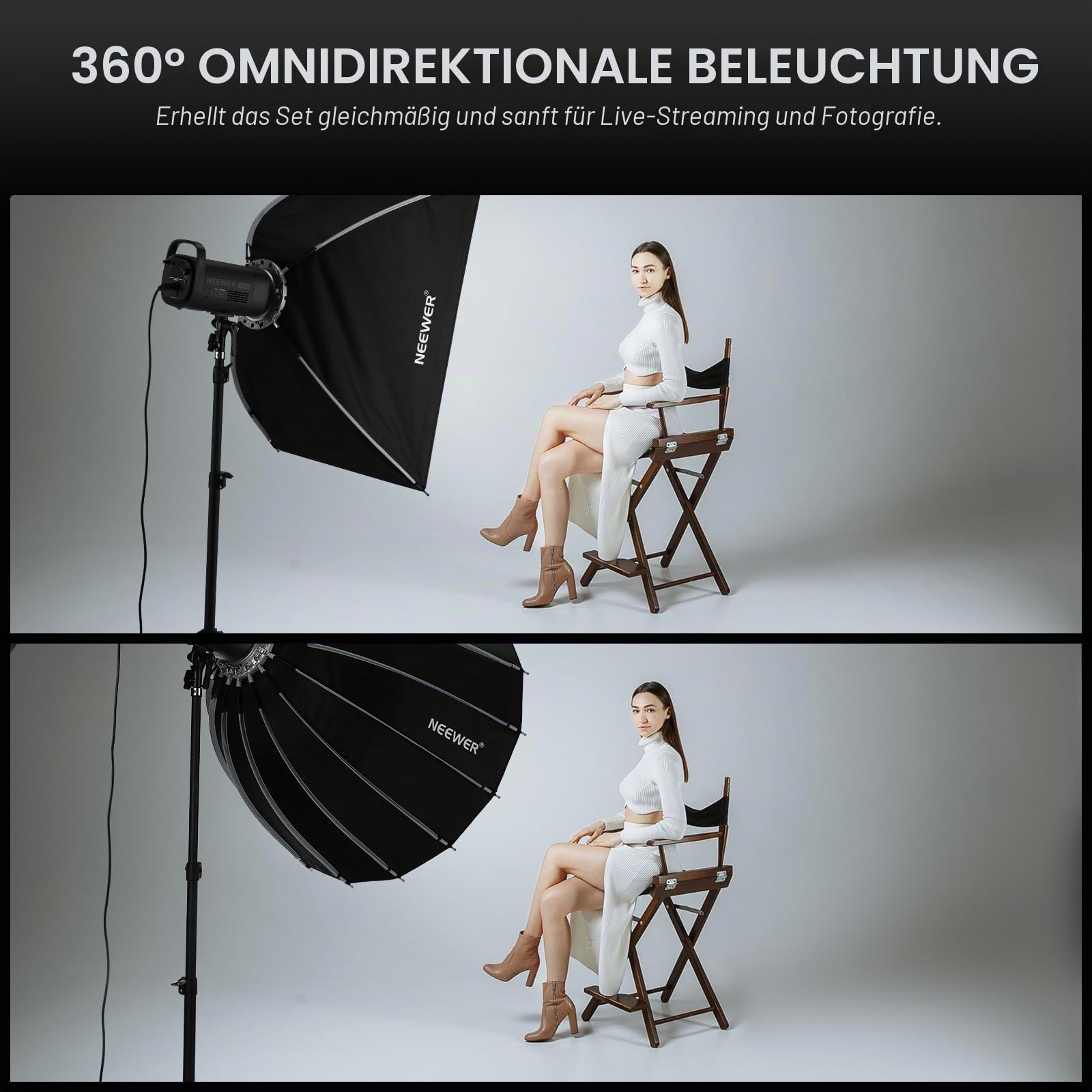 Neewer 35.4"/90cm Softbox Parabólico Montaje Bowens 35" – Bild 3