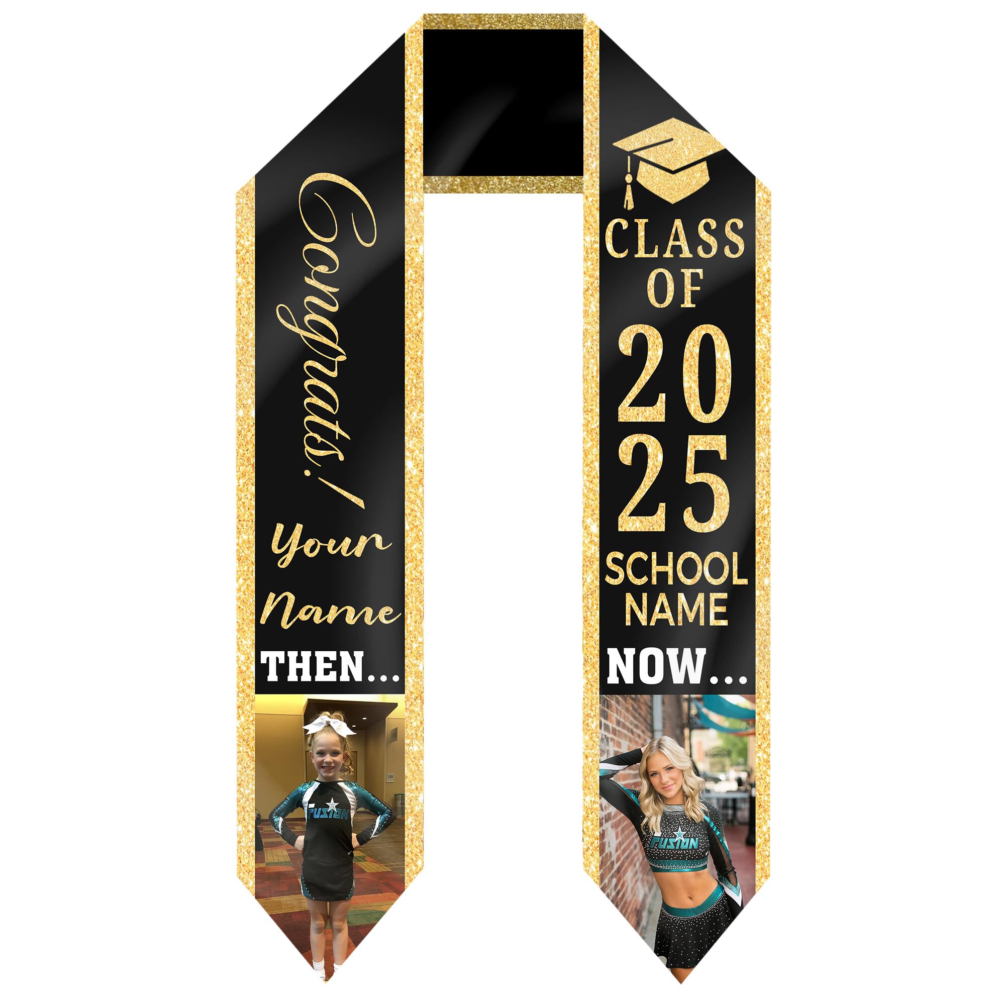 UNIPROSIGNS Personalized Graduation Stoles with Picture Text Grad Name and School Name Two-Sided, Stole Class of 2025#1