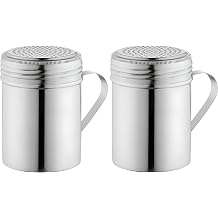 OCS Parts Set of 2 Stainless Steel Dredge Shakers | With Handle | 10 Ounce Stainless Steel Salt, Pepper, Powdered Sugar an Spice Shakers for Home and Commercial Kitchens
