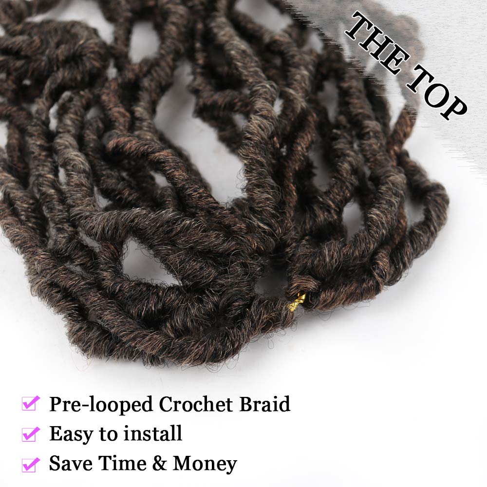18 Inch New Faux Locs Crochet Hair Soft Locs Crochet Hair Extension Faux Locs Synthetic Crochet Hair for Women 6 Packs/Lot 126 Strands (18 Inch, T1B/27)