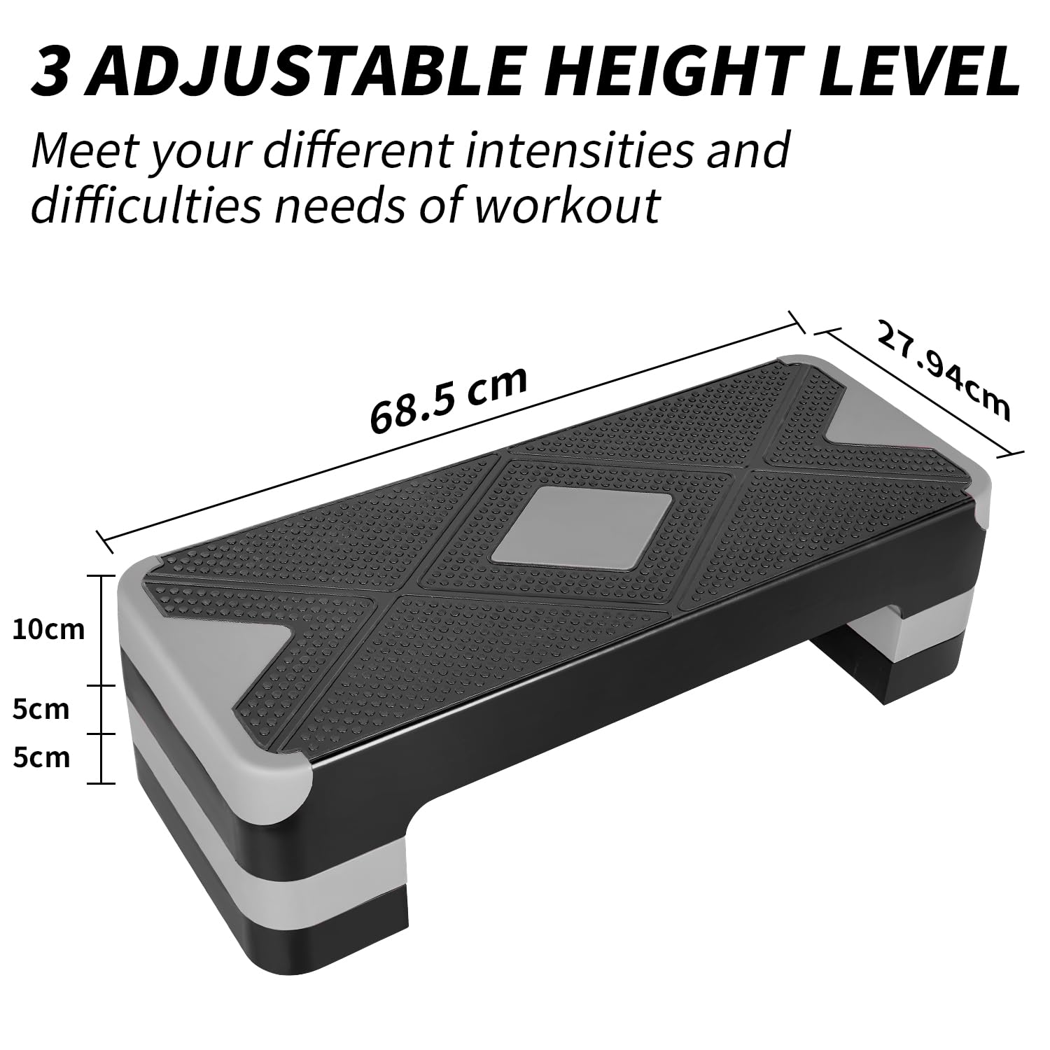 Aerobic Steppbrett Höhenverstellbar Stepper mit 3 Stufen 10/15/20cm, rutschfest Fitness Step-Bench für Zuhause