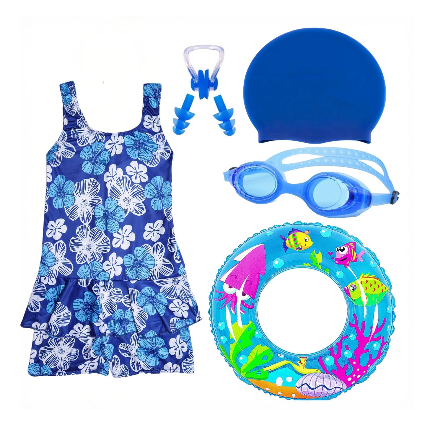 LEBAMI Swimming Kit for Kids Girls with Swimming Costume for Girls Swimming Goggles Swimming Tube Swimming Cap and Swimming Pool Accessories |-image-10